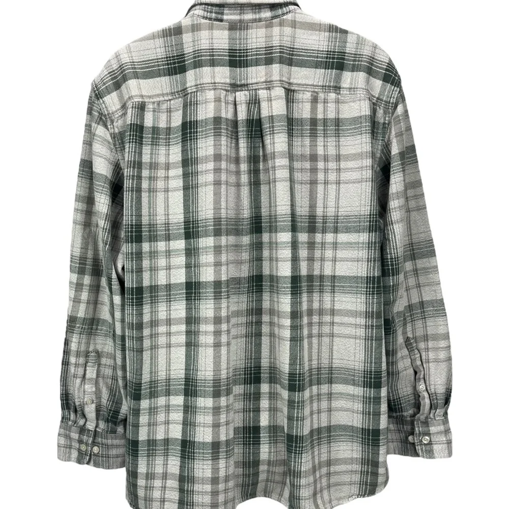 The North‎ Face Men’s XXL Gray & Green Flannel Long Sleeve Button Up Shirt